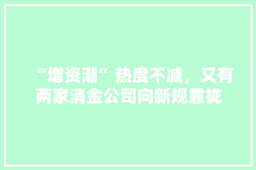 “增资潮”热度不减，又有两家消金公司向新规靠拢 “增资潮”热度不减，又有两家消金公司向新规靠拢 冰箱